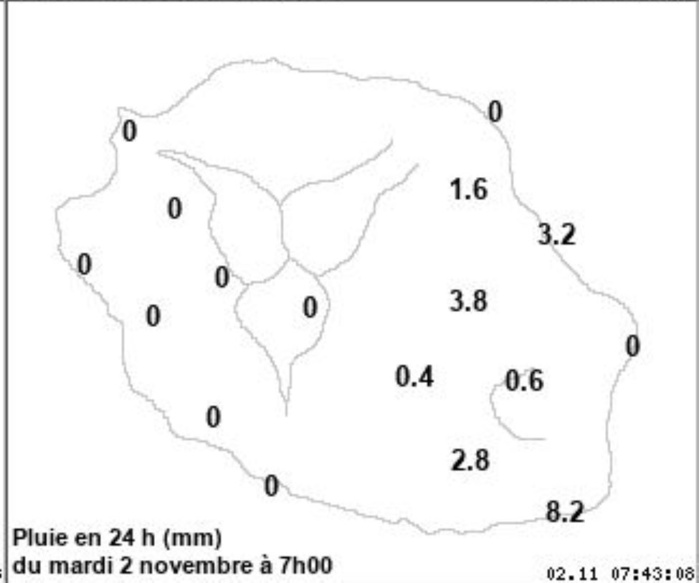 MÉTÉO RÉUNION. Vous pouvez agrandir l'image en cliquant et en l'élargissant avec vos doigts.