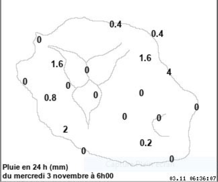 MÉTÉO RÉUNION. Vous pouvez agrandir l'image en cliquant et en l'élargissant avec vos doigts.