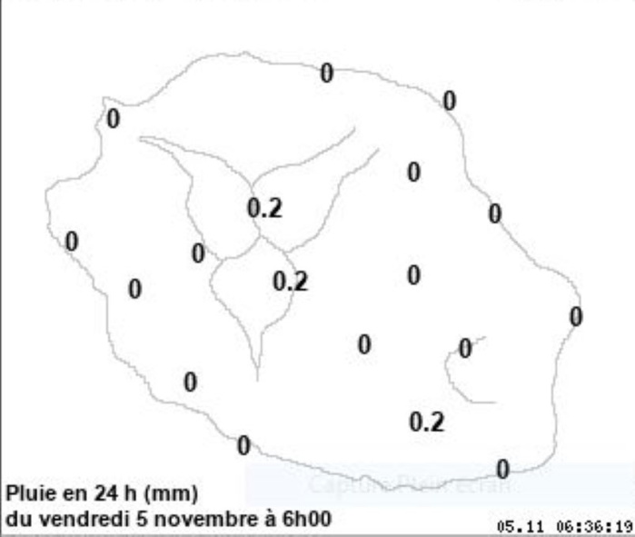 MÉTÉO RÉUNION. Vous pouvez agrandir l'image en cliquant et en l'élargissant avec vos doigts.