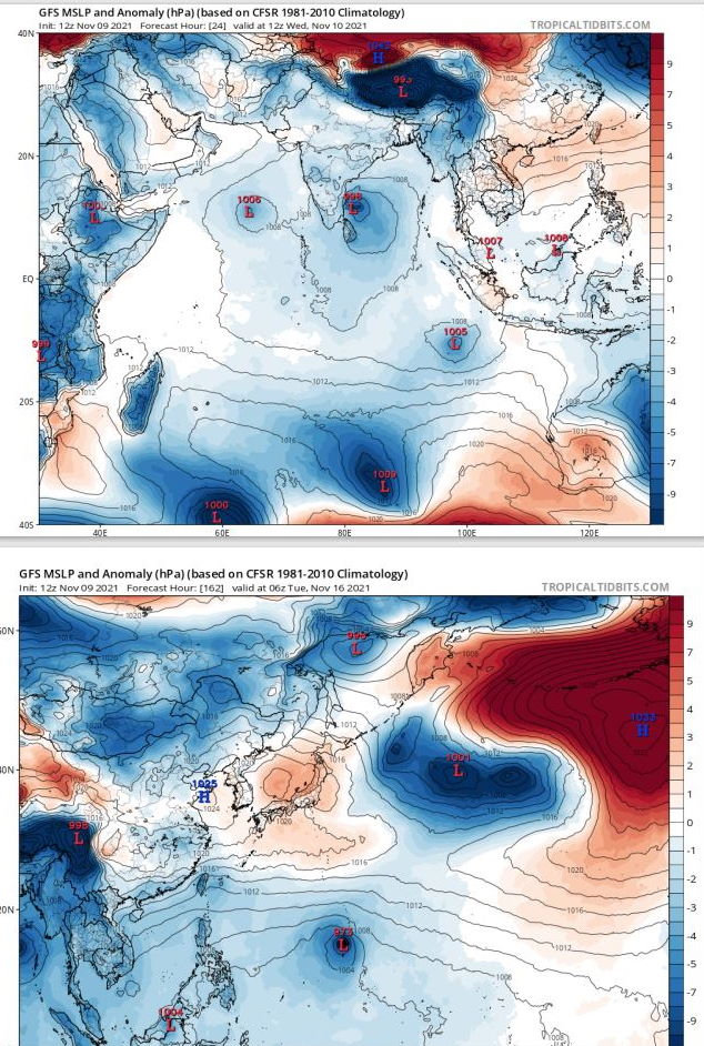 2 WEEK CYCLONIC DEVELOPMENT POTENTIAL: North Indian and Western Pacific under watch/Invest 91B is up-graded to MEDIUM while gradually approaching Indian coastline