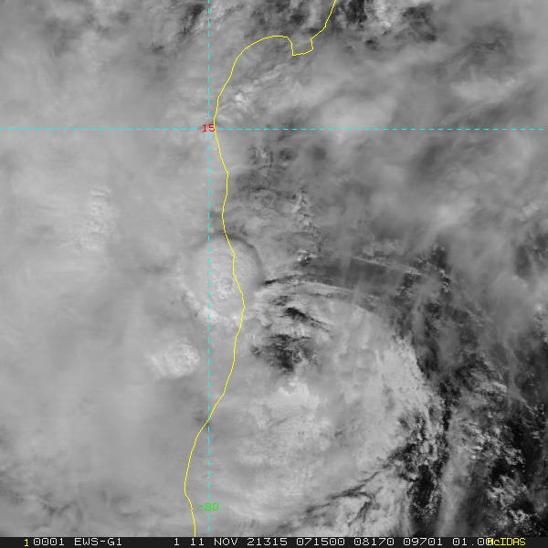 SATELLITE ANALYSIS, INITIAL POSITION AND INTENSITY DISCUSSION: MULTISPECTRAL SATELLITE IMAGERY (MSI) DEPICTS A LARGE AREA OF DEEP CONVECTION EAST AND NORTHEAST OF A FULLY EXPOSED LOW LEVEL CIRCULATION CENTER (LLCC). THE INITIAL POSITION IS PLACED WITH HIGH CONFIDENCE BASED ON THE MSI LOOP AND A 110550Z GMI 89GHZ IMAGE. THE INITIAL INTENSITY OF 35 KTS IS ASSESSED WITH MEDIUM CONFIDENCE BASED AND AN EARLIER 110355Z BULLSEYE METOP-B ASCAT PASS AND MULTIPLE AGENCY DVORAK ESTIMATES BETWEEN A T1.5 (25KTS) AND T2.0 (30KTS). THE ENVIRONMENT IS OVERALL MARGINALLY FAVORABLE WITH MODERATE POLEWARD OUTFLOW, WARM (28-29 CELCIUS) SEA SURFACE TEMPERATURES, ALL BEING OFFSET BY MODERATE TO STRONG VERTICAL WIND SHEAR. SATELLITE ANALYSIS, INITIAL POSITION AND INTENSITY DISCUSSION: MULTISPECTRAL SATELLITE IMAGERY (MSI) DEPICTS A LARGE AREA OF DEEP CONVECTION EAST AND NORTHEAST OF A FULLY EXPOSED LOW LEVEL CIRCULATION CENTER (LLCC). THE INITIAL POSITION IS PLACED WITH HIGH CONFIDENCE BASED ON THE MSI LOOP AND A 110550Z GMI 89GHZ IMAGE. THE INITIAL INTENSITY OF 35 KTS IS ASSESSED WITH MEDIUM CONFIDENCE BASED AND AN EARLIER 110355Z BULLSEYE METOP-B ASCAT PASS AND MULTIPLE AGENCY DVORAK ESTIMATES BETWEEN A T1.5 (25KTS) AND T2.0 (30KTS). THE ENVIRONMENT IS OVERALL MARGINALLY FAVORABLE WITH MODERATE POLEWARD OUTFLOW, WARM (28-29 CELCIUS) SEA SURFACE TEMPERATURES, ALL BEING OFFSET BY MODERATE TO STRONG VERTICAL WIND SHEAR.