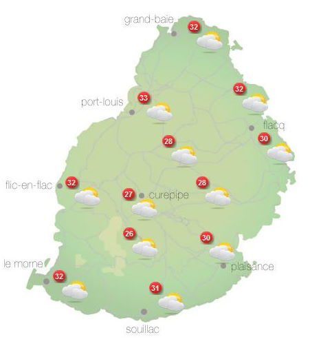 ILES SOEURS(MAURICE/RÉUNION): cartes détaillées de votre ciel pour ce Weekend + modèle températures+tendances semaine prochaine