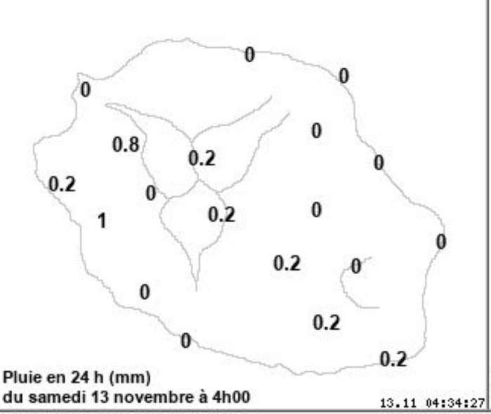 MÉTÉO RÉUNION.  Vous pouvez agrandir l'image en cliquant et en l'élargissant avec vos doigts.