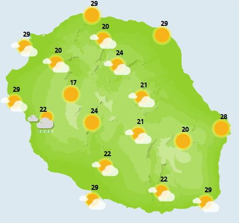 ILES SOEURS(MAURICE/RÉUNION): cartes détaillées+bulletin météo pour ce Mardi 16 Novembre +17/18/19, animation sat, relevés pluie...