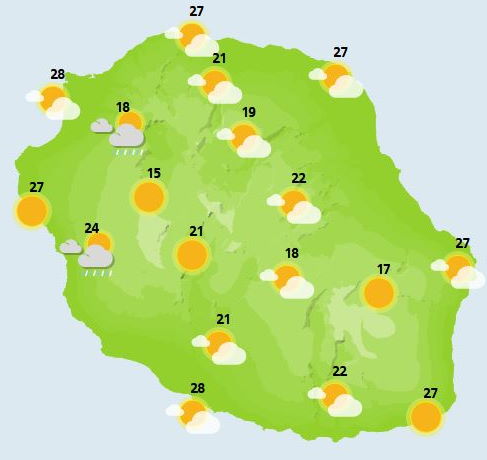 ILES SOEURS(MAURICE/RÉUNION): cartes détaillées+bulletin météo pour ce Mardi 16 Novembre +17/18/19, animation sat, relevés pluie...