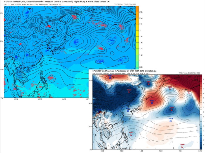 2 WEEK CYCLONIC DEVELOPMENT POTENTIAL: moderate confidence in TC development: Philippine Sea, Bay of Bengal, Arabian Sea,17/11/21