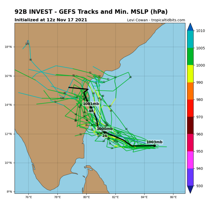 GLOBAL MODELS INDICATE A WEST- NORTHWESTWARD TRACK WITH GRADUAL DEVELOPMENT AS THE SYSTEM  APPROACHES THE SOUTHEASTERN COAST OF INDIA.
