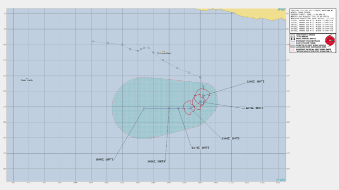 FORECAST REASONING.  SIGNIFICANT FORECAST CHANGES: THIS INITIAL PROGNOSTIC REASONING MESSAGE ESTABLISHES THE FORECAST PHILOSOPHY.  FORECAST DISCUSSION: TC PADDY WAS HEADING IN A PREDOMINATELY SOUTHEASTWARD DIRECTION PRIOR TO DEVELOPMENT. HOWEVER, OVER THE PAST 6 HOURS IT HAS TRACKED SOUTHWARD DUE TO THE SUBTROPICAL RIDGE(STR) SLOWLY BUILDING IN FROM THE SOUTHEAST. AS THE STR CONTINUES TO BUILD, TC PADDY WILL TURN SOUTHWESTWARD BY 12H. BY 24H, TC PADDY WILL MAKE ITS FINAL TURN WESTWARD AND WILL RIDE ANOTHER, MORE BROADER STR BUILDING IN FROM THE SOUTH. BY 36H, TC PADDY WILL CONTINUE THIS WESTWARD TRACK AND WILL BEGIN TO ENCOUNTER AN AREA OF INCREASED VERTICAL WIND SHEAR AND CONSISTENT DRIER AIR BEING INTRODUCED FROM THE SOUTHWEST. CONDITIONS WILL CONTINUE TO BECOME MORE UNFAVORABLE THROUGHOUT THE REMAINDER OF THE FORECAST TRACK. FULL DISSIPATION IS EXPECTED BY 72H.