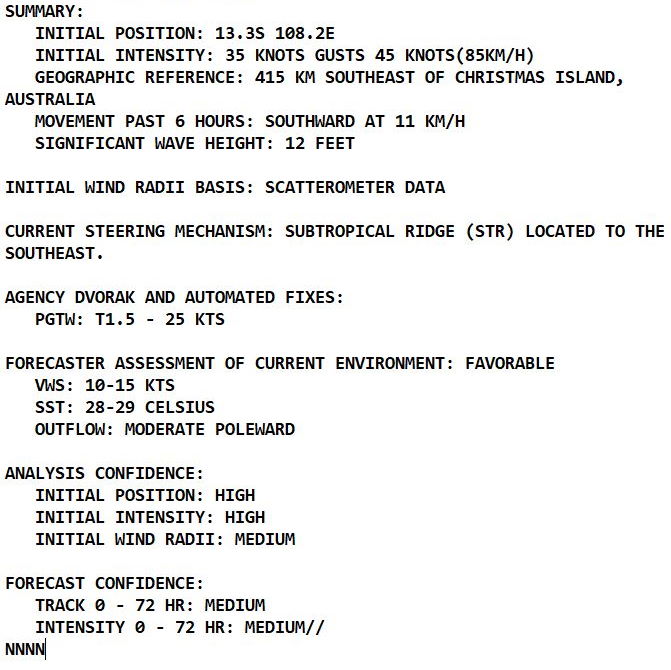 South Indian: 01S(PADDY) opens the 2021/22 Southern Hemisphere cyclone season, 22/09utc