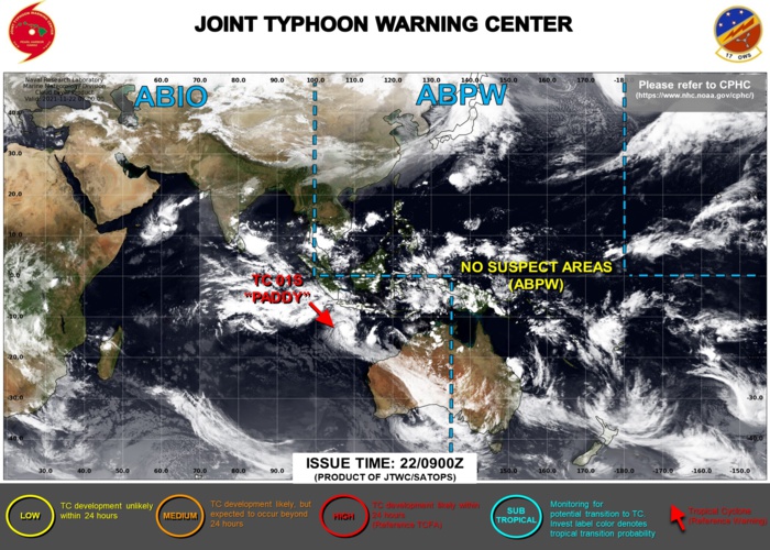 JTWC IS ISSUING 6HOURLY WARNINGS AND 3HOURLY SATELLITE BULLETINS ON TC 01S(PADDY).