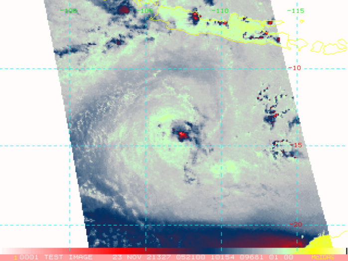 230627Z AMSR2 89GHZ COLOR COMPOSITE MICROWAVE IMAGE INDICATES SHALLOW  BANDING WRAPPING INTO A BROAD CENTER POSITIONED ON THE NORTHERN EDGE OF  A CURVED CONVECTIVE BAND