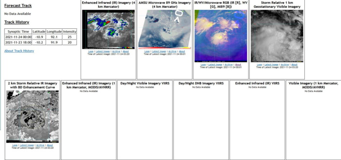 AN AREA OF CONVECTION (INVEST 91S) HAS PERSISTED NEAR  10.9S 92.1E, APPROXIMATELY 540 KM WEST-NORTHWEST OF COCOS ISLANDS.   ANIMATED ENHANCED INFRARED SATELLITE IMAGERY AND A 232232Z SSMIS  91GHZ IMAGE DEPICT FLARING CONVECTION AROUND THE SOUTHERN PERIPHERY  OF A PARTIALLY EXPOSED LLC. ENVIRONMENTAL ANALYSIS INDICATE MARGINAL  CONDITIONS FOR DEVELOPMENT WITH GOOD DIVERGENCE ALOFT AND WARM SEA  SURFACE TEMPERATURES (27-29C) OFFSET BY MODERATE TO HIGH VERTICAL  WIND SHEAR (15-25KTS). GLOBAL MODELS ARE IN GOOD AGREEMENT THAT THE  SYSTEM WILL TRACK WEST-SOUTHWEST AND WILL MARGINALLY DEVELOP WITH  GFS BEING THE MOST AGGRESSIVE. MAXIMUM SUSTAINED SURFACE WINDS ARE  ESTIMATED AT 22 TO 28 KNOTS. MINIMUM SEA LEVEL PRESSURE IS ESTIMATED  TO BE NEAR 1004 MB. THE POTENTIAL FOR THE DEVELOPMENT OF A  SIGNIFICANT TROPICAL CYCLONE WITHIN THE NEXT 24 HOURS IS LOW.