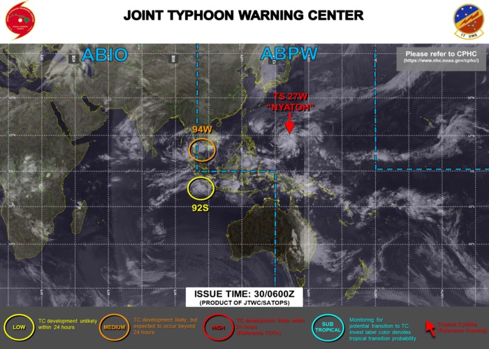 JTWC IS ISSUING 6HOURLY WARNINGS AND 3HOURLY SATELLITE BULLETINS ON TS 27W(NYATOH).