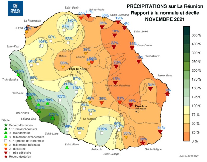 ILES SOEURS:  Novembre le plus sec de l'histoire récente à MAURICE//La RÉUNION fait à peine mieux//RODRIGUES dans la moyenne 