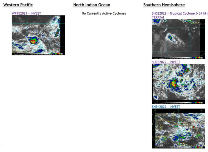 Invest 93P: up-graded to MEDIUM, development likely// Invest 95W now on the map//TC 02S(TERATAI): Final Warning, 09/09utc