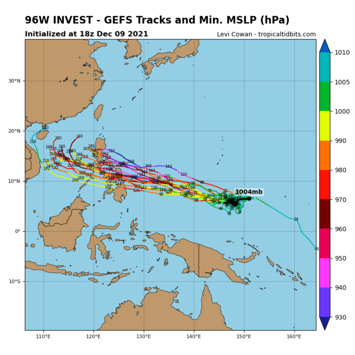 GLOBAL MODELS ARE IN GOOD AGREEMENT THAT 96W  WILL FOLLOW A WESTWARD TRACK AS IT INTENSIFIES. GLOBAL MODELS ARE IN GOOD AGREEMENT THAT 96W  WILL FOLLOW A WESTWARD TRACK AS IT INTENSIFIES.