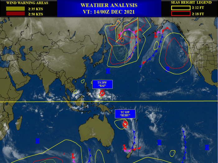 TS 28W(RAI): gradual then rapid intensification forecast to Typhoon/CAT 3 by 48hours ,clipping northern Mindanao//TC 03P(RUBY) update,14/09utc