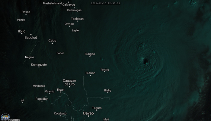 Super Typhoon 28W(RAI): explosive intensification from CAT 1 to CAT 5 over 24hours//Landfall imminent , 16/03utc