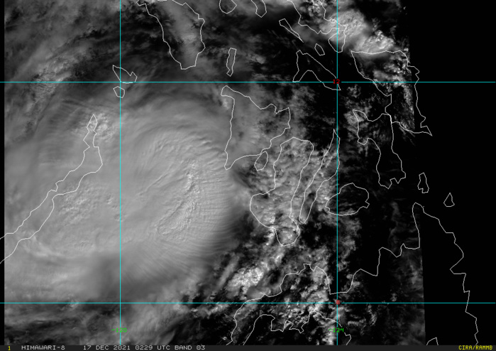 SATELLITE ANALYSIS, INITIAL POSITION AND INTENSITY DISCUSSION: ANIMATED MULTISPECTRAL SATELLITE IMAGERY (MSI) DEPICTS AN AREA OF FLARING DEEP CONVECTION EMBEDDED WITHIN A SLIGHTLY ELONGATED AND DISORGANIZED AREA OF HIGH-LEVEL CIRRUS BLOWOFF. THE MOST RECENT MICROWAVE IMAGERY AVAILABLE WAS FROM 162048Z AND DEPICTED A SMALL MICROWAVE EYE FEATURE, PARTICULARLY IN THE COLOR COMPOSITE 89GHZ IMAGE. THE INITIAL POSITION IS PLACED WITH MEDIUM CONFIDENCE BASED ON BOTH THE CLOSE GROUPING OF AGENCY FIXES AND EXTRAPOLATION OF THE MICROWAVE EYE FEATURE. THE INITIAL INTENSITY IS ASSESSED AT A GENEROUS 100 KNOTS/CAT 3, RIGHT AT THE AVERAGE OF AGENCY DVORAK CURRENT INTENSITY ESTIMATES OF T5.5 AND THE ADT VALUE OF T5.3. THE SYSTEM HAS TAKEN A SLIGHTLY MORE WESTWARD COURSE AFTER MOVING INTO THE SULU SEA, BUT OVERALL REMAINS TRACKING WEST ALONG THE SOUTHERN PERIPHERY OF THE SUBTROPICAL RIDGE (STR) TO THE NORTH. ENVIRONMENTAL CONDITIONS REMAIN FAVORABLE FOR DEVELOPMENT, WITH LOW TO MODERATE VERTICAL WIND SHEAR, GOOD WESTWARD AND POLEWARD OUTFLOW AND WARM SSTS. SATELLITE ANALYSIS, INITIAL POSITION AND INTENSITY DISCUSSION: ANIMATED MULTISPECTRAL SATELLITE IMAGERY (MSI) DEPICTS AN AREA OF FLARING DEEP CONVECTION EMBEDDED WITHIN A SLIGHTLY ELONGATED AND DISORGANIZED AREA OF HIGH-LEVEL CIRRUS BLOWOFF. THE MOST RECENT MICROWAVE IMAGERY AVAILABLE WAS FROM 162048Z AND DEPICTED A SMALL MICROWAVE EYE FEATURE, PARTICULARLY IN THE COLOR COMPOSITE 89GHZ IMAGE. THE INITIAL POSITION IS PLACED WITH MEDIUM CONFIDENCE BASED ON BOTH THE CLOSE GROUPING OF AGENCY FIXES AND EXTRAPOLATION OF THE MICROWAVE EYE FEATURE. THE INITIAL INTENSITY IS ASSESSED AT A GENEROUS 100 KNOTS/CAT 3, RIGHT AT THE AVERAGE OF AGENCY DVORAK CURRENT INTENSITY ESTIMATES OF T5.5 AND THE ADT VALUE OF T5.3. THE SYSTEM HAS TAKEN A SLIGHTLY MORE WESTWARD COURSE AFTER MOVING INTO THE SULU SEA, BUT OVERALL REMAINS TRACKING WEST ALONG THE SOUTHERN PERIPHERY OF THE SUBTROPICAL RIDGE (STR) TO THE NORTH. ENVIRONMENTAL CONDITIONS REMAIN FAVORABLE FOR DEVELOPMENT, WITH LOW TO MODERATE VERTICAL WIND SHEAR, GOOD WESTWARD AND POLEWARD OUTFLOW AND WARM SSTS.