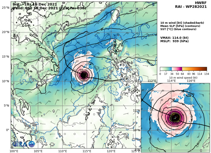 Typhoon 28W(RAI) to pass over Palawan within 12hours,2nd intensity peak forecast in 36hours//TD 29W short-lived Northwest of Singapore,17/03utc