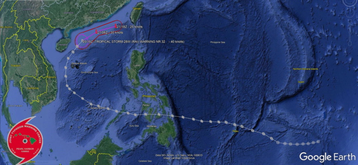 TROPICAL STORM 28W (RAI), LOCATED APPROXIMATELY 300 KM SOUTH-SOUTHWEST OF HONG KONG, HAS TRACKED NORTHEASTWARD AT 20 KM/H OVER THE PAST SIX HOURS. THE CIRCULATION HAS LOST ALL  CONVECTION AS IT TRANSLATES OVER COOLER SEA SURFACE TEMPERATURES OF  23-24 DEGREES CELSIUS. THE SYSTEM IS THUS EXPECTED TO IMMINENTLY  BECOME SUBTROPICAL AS THE CIRCULATION GRADUALLY SPINS DOWN OVER THE  NEXT 12-24 HOURS. THIS IS THE FINAL WARNING ON THIS SYSTEM BY THE  JOINT TYPHOON WRNCEN PEARL HARBOR HI.