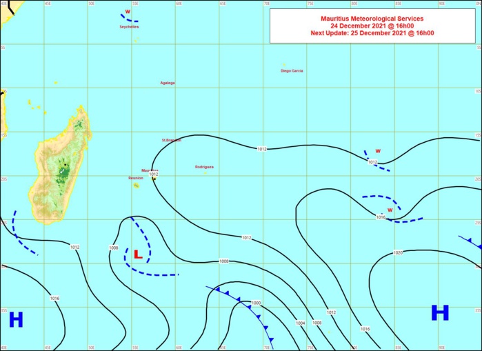 ILES SOEURS: prévisions pour le Réveillon et Noël à MAURICE/RÉUNION, changement de temps probable le 26 à la RÉUNION , mise à jour 24/16h