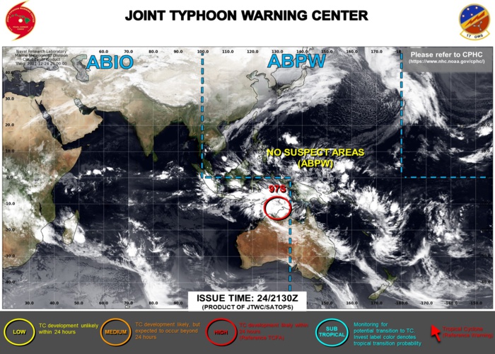 Invest 97S: Tropical Cyclone Formation Alert North of Darwin, 24/2130utc