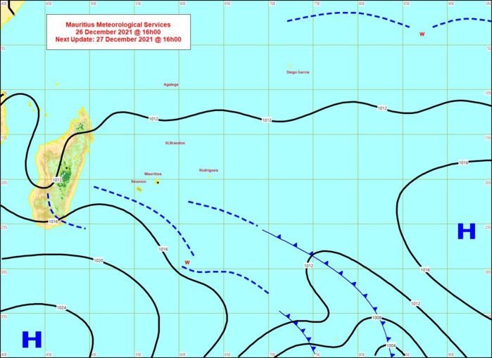 ILES SOEURS: Avertissement/Vigilance Fortes Pluies/Orages pour MAURICE et une partie de la RÉUNION, mise à jour: 26/12 21h