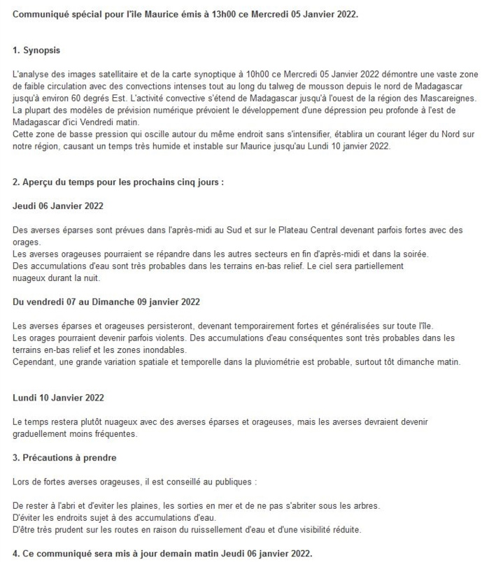 ILES SOEURS: le temps se dégrade ces prochains jours, mise à jour le 05/01/22 à 16h ILES SOEURS: le temps se dégrade ces prochains jours, mise à jour le 05/01/22 à 16h