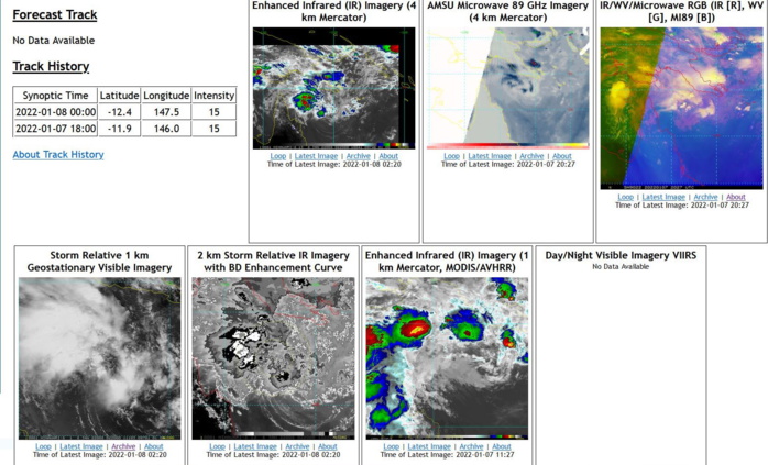 AN AREA OF CONVECTION (INVEST 90P) HAS PERSISTED NEAR  11.9S 146.0E, APPROXIMATELY 450 KM EAST OF WEIPA, AUSTRALIA.  ANIMATED MULTISPECTRAL SATELLITE IMAGERY (MSI) AND A 072023Z SSMIS  91GHZ MICROWAVE IMAGE DEPICT A BROAD LOW LEVEL CIRCULATION (LLC)  WITH FLARING CONVECTION IN THE NORTHEASTERN PERIPHERY. IN ADDITION,  FORMATIVE BANDING IS APPARENT AND WRAPPING INTO THE LLC.  ENVIRONMENTAL ANALYSIS INDICATES MARGINAL CONDITIONS FOR  DEVELOPMENT, WITH RADIAL OUTFLOW ALOFT, MODERATE (15-20KTS) VERTICAL  WIND SHEAR (VWS), AND VERY WARM (29-30C) SEA SURFACE TEMPERATURES  (SST). GLOBAL MODELS INDICATE 90P WILL DEEPEN AS IT LOITERS NEAR ITS  CURRENT LOCATION BUT REMAIN BELOW WARNING CRITERIA. MAXIMUM  SUSTAINED SURFACE WINDS ARE ESTIMATED AT 10 TO 15 KNOTS. MINIMUM SEA  LEVEL PRESSURE IS ESTIMATED TO BE NEAR 1010 MB. THE POTENTIAL FOR  THE DEVELOPMENT OF A SIGNIFICANT TROPICAL CYCLONE WITHIN THE NEXT 24  HOURS IS LOW.