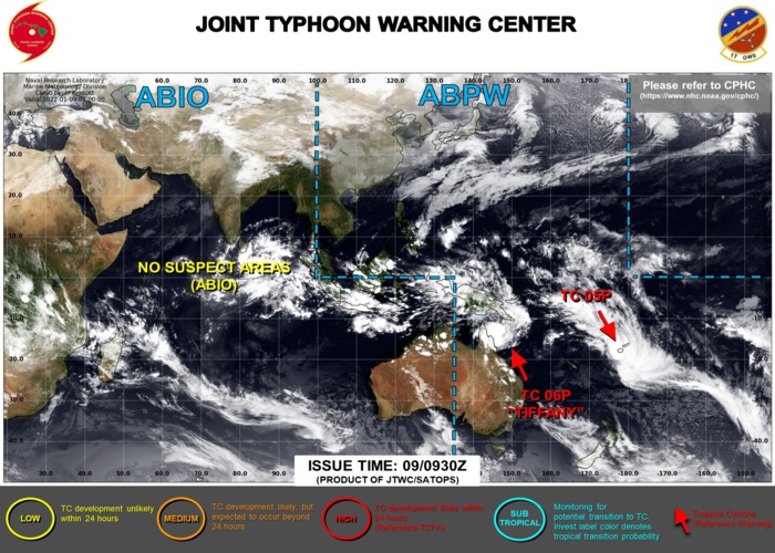 JTWC IS ISSUING 6HOURLY WARNINGS AND 3HOURLY SATELLITE BULLETINS ON TC 05P AND TC 06P(TIFFANY). JTWC IS ISSUING 6HOURLY WARNINGS AND 3HOURLY SATELLITE BULLETINS ON TC 05P AND TC 06P(TIFFANY).