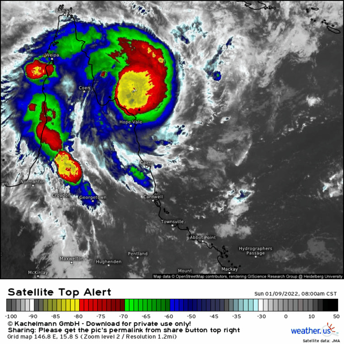 TC 06P: OF OVERSHOOTING TOPS WITH TEMPERATURES APPROACHING -90C