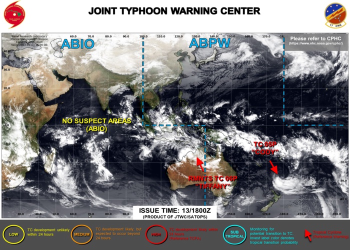 05P(CODY), over-land TC 06P(TIFFANY) and Invest 91P updates+Ecmwf 240h maps, 14/03utc