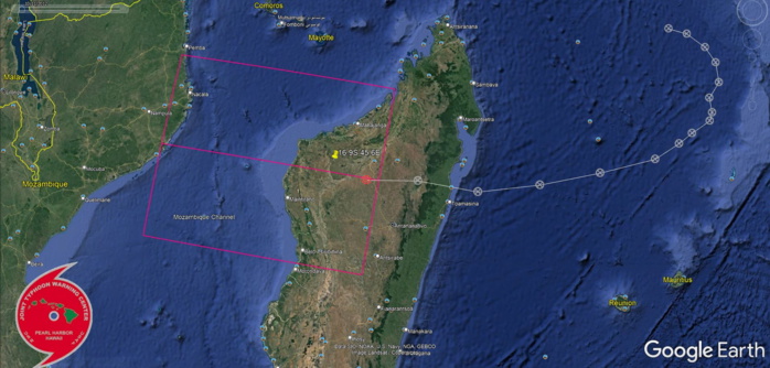 FORMATION OF A SIGNIFICANT TROPICAL CYCLONE IS POSSIBLE WITHIN 330 KM EITHER SIDE OF A LINE FROM 17.5S 47.1E TO 16.2S 39.8E WITHIN THE NEXT 12 TO 24 HOURS. AVAILABLE DATA DOES NOT JUSTIFY ISSUANCE OF NUMBERED TROPICAL CYCLONE WARNINGS AT THIS TIME. WINDS IN THE AREA ARE ESTIMATED TO BE 25 TO 30 KNOTS. METSAT IMAGERY AT 011800Z INDICATES THAT A CIRCULATION CENTER IS LOCATED NEAR 17.5S 46.7E. THE SYSTEM IS MOVING WESTWARD AT 30 KM/H. 2. REMARKS: THE AREA OF CONVECTION (INVEST 93S) PREVIOUSLY LOCATED NEAR 17.5S 48.4E IS NOW LOCATED NEAR 17.5S 46.7E, APPROXIMATELY 170KM NORTHWEST OF ANTANANAVIRO, MADAGASCAR. ANIMATED MULTISPECTRAL SATELLITE IMAGERY DEPICTS A CONSOLIDATED AND COMPACT AREA OF WRAPPING CONVECTION OVER AN OBSCURED LOW LEVEL CIRCULATION (LLC). 93S IS IN A MARGINAL ENVIRONMENT WITH ITS STRONG RADIAL OUTFLOW AND DIVERGENCE BEING OFFSET BY MODERATE (15-20KT) VERTICAL WIND SHEAR AND LAND INTERACTION. DYNAMIC MODELS INDICATE THE SYSTEM WILL TRACK WEST OVER THE NEXT 24 HOURS AND INTENSIFY ONCE OVER THE WARM WATERS OF THE MOZAMBIQUE CHANNEL. MAXIMUM SUSTAINED SURFACE WINDS ARE ESTIMATED AT 25 TO 30 KNOTS. MINIMUM SEA LEVEL PRESSURE IS ESTIMATED TO BE NEAR 1000 MB. THE POTENTIAL FOR THE DEVELOPMENT OF A SIGNIFICANT TROPICAL CYCLONE WITHIN THE NEXT 24 HOURS IS HIGH. FORMATION OF A SIGNIFICANT TROPICAL CYCLONE IS POSSIBLE WITHIN 330 KM EITHER SIDE OF A LINE FROM 17.5S 47.1E TO 16.2S 39.8E WITHIN THE NEXT 12 TO 24 HOURS. AVAILABLE DATA DOES NOT JUSTIFY ISSUANCE OF NUMBERED TROPICAL CYCLONE WARNINGS AT THIS TIME. WINDS IN THE AREA ARE ESTIMATED TO BE 25 TO 30 KNOTS. METSAT IMAGERY AT 011800Z INDICATES THAT A CIRCULATION CENTER IS LOCATED NEAR 17.5S 46.7E. THE SYSTEM IS MOVING WESTWARD AT 30 KM/H. 2. REMARKS: THE AREA OF CONVECTION (INVEST 93S) PREVIOUSLY LOCATED NEAR 17.5S 48.4E IS NOW LOCATED NEAR 17.5S 46.7E, APPROXIMATELY 170KM NORTHWEST OF ANTANANAVIRO, MADAGASCAR. ANIMATED MULTISPECTRAL SATELLITE IMAGERY DEPICTS A CONSOLIDATED AND COMPACT AREA OF WRAPPING CONVECTION OVER AN OBSCURED LOW LEVEL CIRCULATION (LLC). 93S IS IN A MARGINAL ENVIRONMENT WITH ITS STRONG RADIAL OUTFLOW AND DIVERGENCE BEING OFFSET BY MODERATE (15-20KT) VERTICAL WIND SHEAR AND LAND INTERACTION. DYNAMIC MODELS INDICATE THE SYSTEM WILL TRACK WEST OVER THE NEXT 24 HOURS AND INTENSIFY ONCE OVER THE WARM WATERS OF THE MOZAMBIQUE CHANNEL. MAXIMUM SUSTAINED SURFACE WINDS ARE ESTIMATED AT 25 TO 30 KNOTS. MINIMUM SEA LEVEL PRESSURE IS ESTIMATED TO BE NEAR 1000 MB. THE POTENTIAL FOR THE DEVELOPMENT OF A SIGNIFICANT TROPICAL CYCLONE WITHIN THE NEXT 24 HOURS IS HIGH.