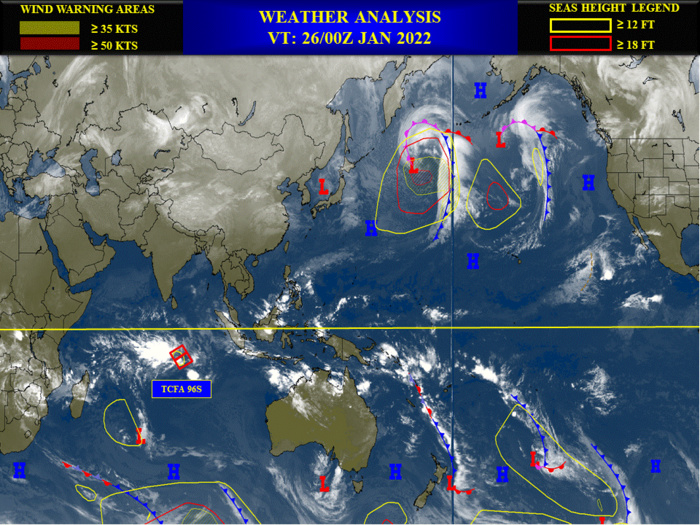 2 WEEK CYCLONIC DEVELOPMENT POTENTIAL: South Indian and South Pacific oceans likely to be active next 2 weeks, 26/01