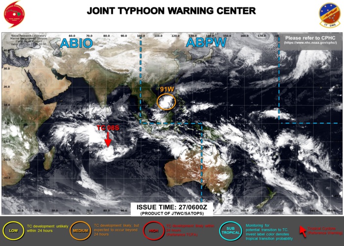 JTWC IS ISSUING 12HOURLY WARNINGS ON TC 08S(BATSIRAI) AND 3HOURLY SATELLITE BULLETINS ON 08S AND INVEST 91W.