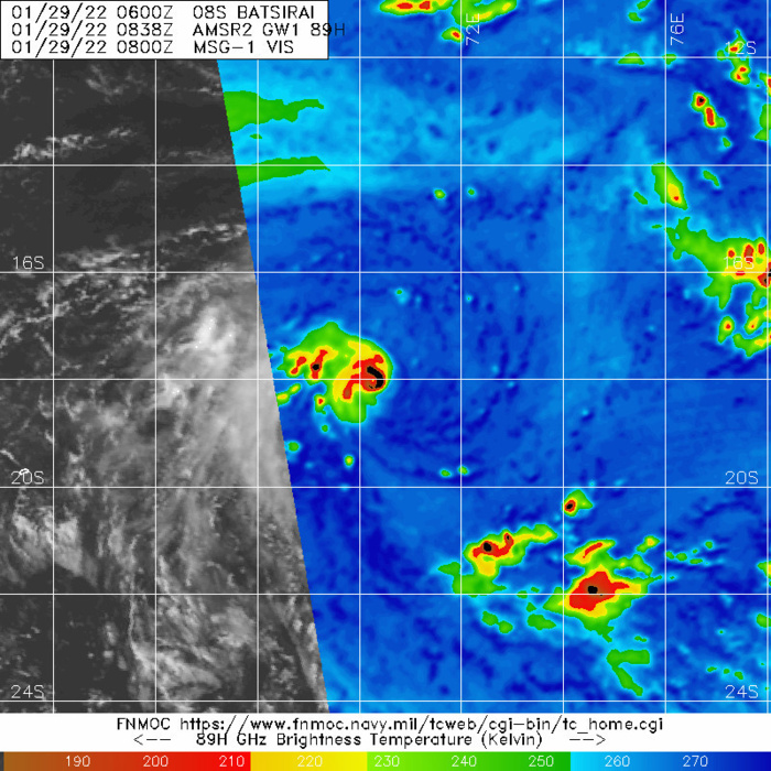 TC 08S(BATSIRAI) now a CAT 1 US is forecast to reach CAT 2 by 24h and carry on intensifying, 29/15utc