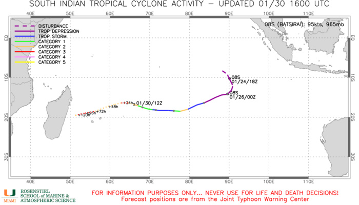 TC 08S(BATSIRAI) near CAT 3 US, intensifying with a small pinhole eye// Invest 98P now on the map, 30/15utc