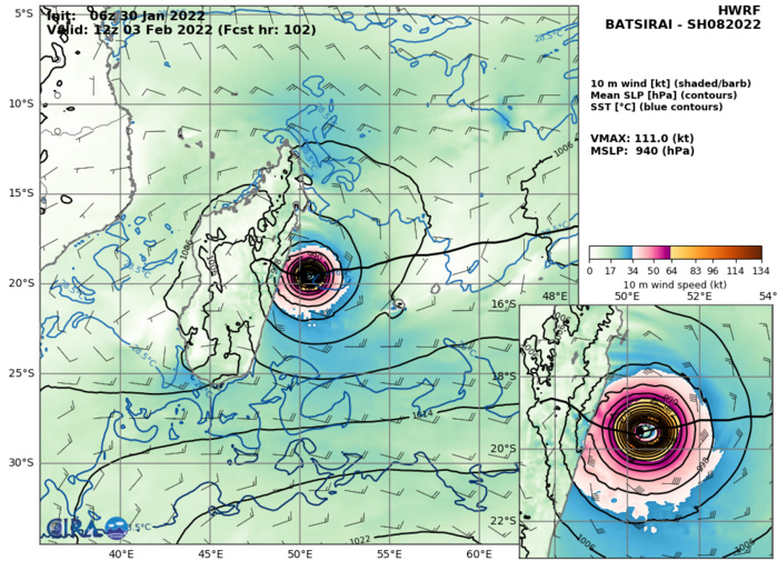 TC 08S(BATSIRAI) near CAT 3 US, intensifying with a small pinhole eye// Invest 98P now on the map, 30/15utc