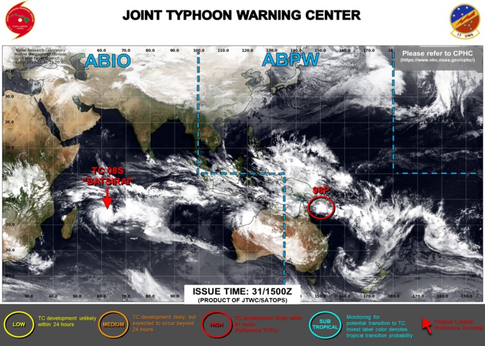 JTWC IS ISSUING 12HOURLY WARNINGS AND 3HOURLY SATELLITE BULLETINS ON TC 08S(BATSIRAI). 3HOURLY SATELLITE BULLETINS ARE ISSUED ON INVEST 98P. JTWC IS ISSUING 12HOURLY WARNINGS AND 3HOURLY SATELLITE BULLETINS ON TC 08S(BATSIRAI). 3HOURLY SATELLITE BULLETINS ARE ISSUED ON INVEST 98P.