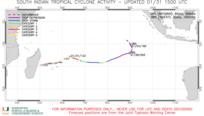 TC 08S(BATSIRAI): CAT 2 US ,microwave eye well depicted again, forecast track up-date//Invest 98P: Tropical Cyclone Formation Alert,31/15utc TC 08S(BATSIRAI): CAT 2 US ,microwave eye well depicted again, forecast track up-date//Invest 98P: Tropical Cyclone Formation Alert,31/15utc