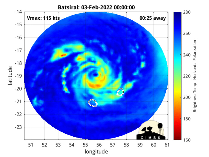 SATELLITE ANALYSIS, INITIAL POSITION AND INTENSITY DISCUSSION: ANIMATED ENHANCED INFRARED (EIR) SATELLITE IMAGERY DEPICTS A COMPACT SYSTEM WITH STRONG RADIAL OUTFLOW, WEAKENING SPIRAL BANDING, AND A 37 KM WIDE EYE. TC 08S IS CURRENTLY UNDERGOING AN EYEWALL REPLACEMENT CYCLE AS EVIDENT BY THE CONSTRICTING OUTER EYEWALL IN A 030024Z SSMIS 91GHZ IMAGE. THE INITIAL POSITION IS BASED ON THE EYE FEATURE IN THE PREVIOUSLY MENTIONED SSMIS IMAGE. THE INITIAL INTENSITY OF 115 KTS IS BASED ON AN AVERAGE OF THE AGENCY DVORAK CURRENT INTENSITY ESTIMATES, ADT, AND SATCON. SATELLITE ANALYSIS, INITIAL POSITION AND INTENSITY DISCUSSION: ANIMATED ENHANCED INFRARED (EIR) SATELLITE IMAGERY DEPICTS A COMPACT SYSTEM WITH STRONG RADIAL OUTFLOW, WEAKENING SPIRAL BANDING, AND A 37 KM WIDE EYE. TC 08S IS CURRENTLY UNDERGOING AN EYEWALL REPLACEMENT CYCLE AS EVIDENT BY THE CONSTRICTING OUTER EYEWALL IN A 030024Z SSMIS 91GHZ IMAGE. THE INITIAL POSITION IS BASED ON THE EYE FEATURE IN THE PREVIOUSLY MENTIONED SSMIS IMAGE. THE INITIAL INTENSITY OF 115 KTS IS BASED ON AN AVERAGE OF THE AGENCY DVORAK CURRENT INTENSITY ESTIMATES, ADT, AND SATCON.