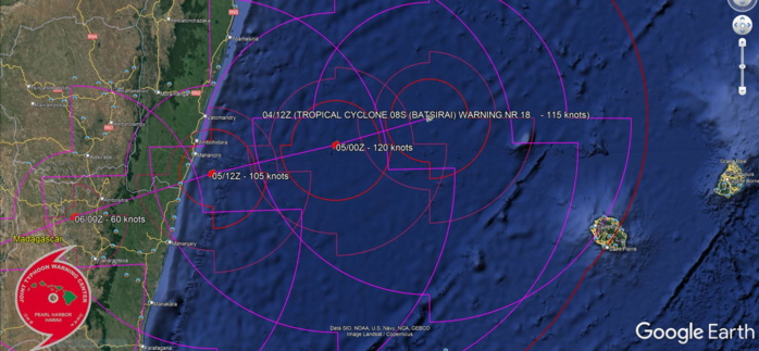 Powerful TC 08S(BATSIRAI) CAT 4 US: to make landfall over Madagascar shortly after 24h// Invest 90S is now TC 10S, 04/15utc