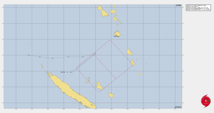 1. FORMATION OF A SIGNIFICANT TROPICAL CYCLONE IS POSSIBLE WITHIN 150 KM EITHER SIDE OF A LINE FROM 18.9S 166.9E TO 20.5S 168.3E WITHIN THE NEXT 12 TO 24 HOURS. AVAILABLE DATA DOES NOT JUSTIFY ISSUANCE OF NUMBERED TROPICAL CYCLONE WARNINGS AT THIS TIME. WINDS IN THE AREA ARE ESTIMATED TO BE 20 TO 25 KNOTS. METSAT IMAGERY AT 080230Z INDICATES THAT A CIRCULATION CENTER IS LOCATED NEAR 18.9S 167.0E. THE SYSTEM IS MOVING EAST-NORTHEASTWARD AT 15 KM/H. 2. REMARKS: THE AREA OF CONVECTION (INVEST 92P) PREVIOUSLY LOCATED  NEAR 19.7S 165.9E IS NOW LOCATED NEAR 19.4S 166.3E, APPROXIMATELY  280 KM SOUTHWEST OF PORT VILA, VANUATU. ANIMATED MULTISPECTRAL  IMAGERY AND A 071428Z AMSR2 89GHZ IMAGE DEPICT FORMATIVE BANDING  WRAPPING INTO A LOW LEVEL CIRCULATION (LLC).  IN ADDITION, THERE ARE  DEEP, FRAGMENTED POCKETS OF CONVECTION TO THE NORTHERN AND WESTERN  PERIPHERIES OF THE LLC.  ENVIRONMENTAL ANALYSIS INDICATES FAVORABLE  CONDITIONS FOR DEVELOPMENT TO INCLUDE ROBUST POLEWARD OUTFLOW,  MODERATE (15-20KT) VERTICAL WIND SHEAR, AND WARM (28-29C) SEA  SURFACE TEMPERATURES. GLOBAL MODELS TO INCLUDE GFS, NAVGEM, AND JMA  ARE IN AGREEMENT THAT THE INVEST 92P GRADUALLY INTENSIFIES OVER THE  NEXT 48 HOURS AND TRACKS EAST TOWARD FIJI. MAXIMUM SUSTAINED SURFACE  WINDS ARE ESTIMATED AT 20 TO 25 KNOTS. MINIMUM SEA LEVEL PRESSURE IS  ESTIMATED TO BE NEAR 998 MB. THE POTENTIAL FOR THE DEVELOPMENT OF A  SIGNIFICANT TROPICAL CYCLONE WITHIN THE NEXT 24 HOURS IS HIGH.