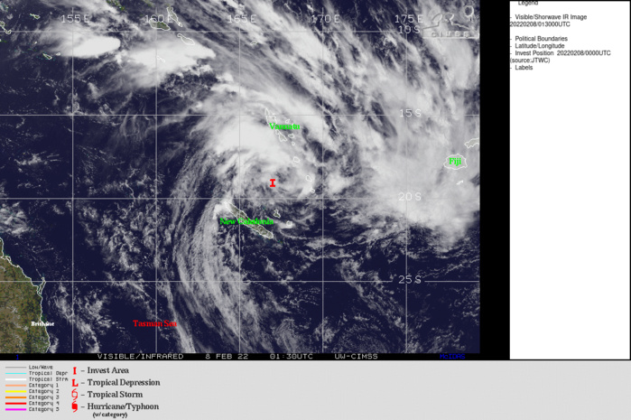 TC 08S(BATSIRAI): set to take on subtropical features// Invest 92P and Invest 93S: Tropical Cyclone Formation Alerts, 08/03UTC