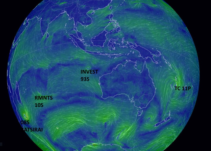 Invest 92P now TC 11P: forecast to reach 65knots by 48h// Invest 93S is still High// TC 08S(BATSIRAI) now extra-tropical, 09/03utc