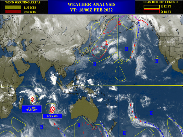 TC 13S(EMNATI): forecast to intensify and peak North of Réunion/Mauritius by 72hours//Invest 97S: down-graded to Medium, 18/03utc
