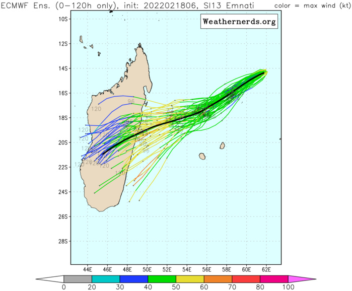 TC 13S(EMNATI): CAT 1 US and intensifying to CAT 3 within 48h while tracking to the North of Mauritius/Réunion, 18/15utc TC 13S(EMNATI): CAT 1 US and intensifying to CAT 3 within 48h while tracking to the North of Mauritius/Réunion, 18/15utc