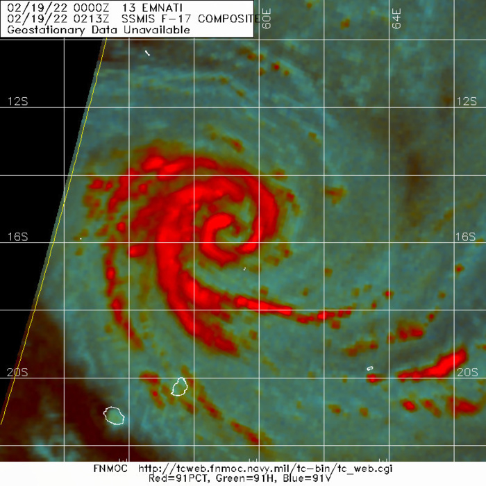 TC 13S(EMNATI): CAT 1 US: intensifying within 48h while tracking to the North of Mauritius/Réunion, 19/03utc TC 13S(EMNATI): CAT 1 US: intensifying within 48h while tracking to the North of Mauritius/Réunion, 19/03utc