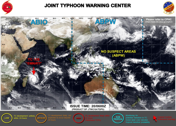 JTWC IS ISSUING 12HOURLY WARNINGS AND 3HOURLY SATELLITE BULLETINS ON TC 13S(EMNATI).